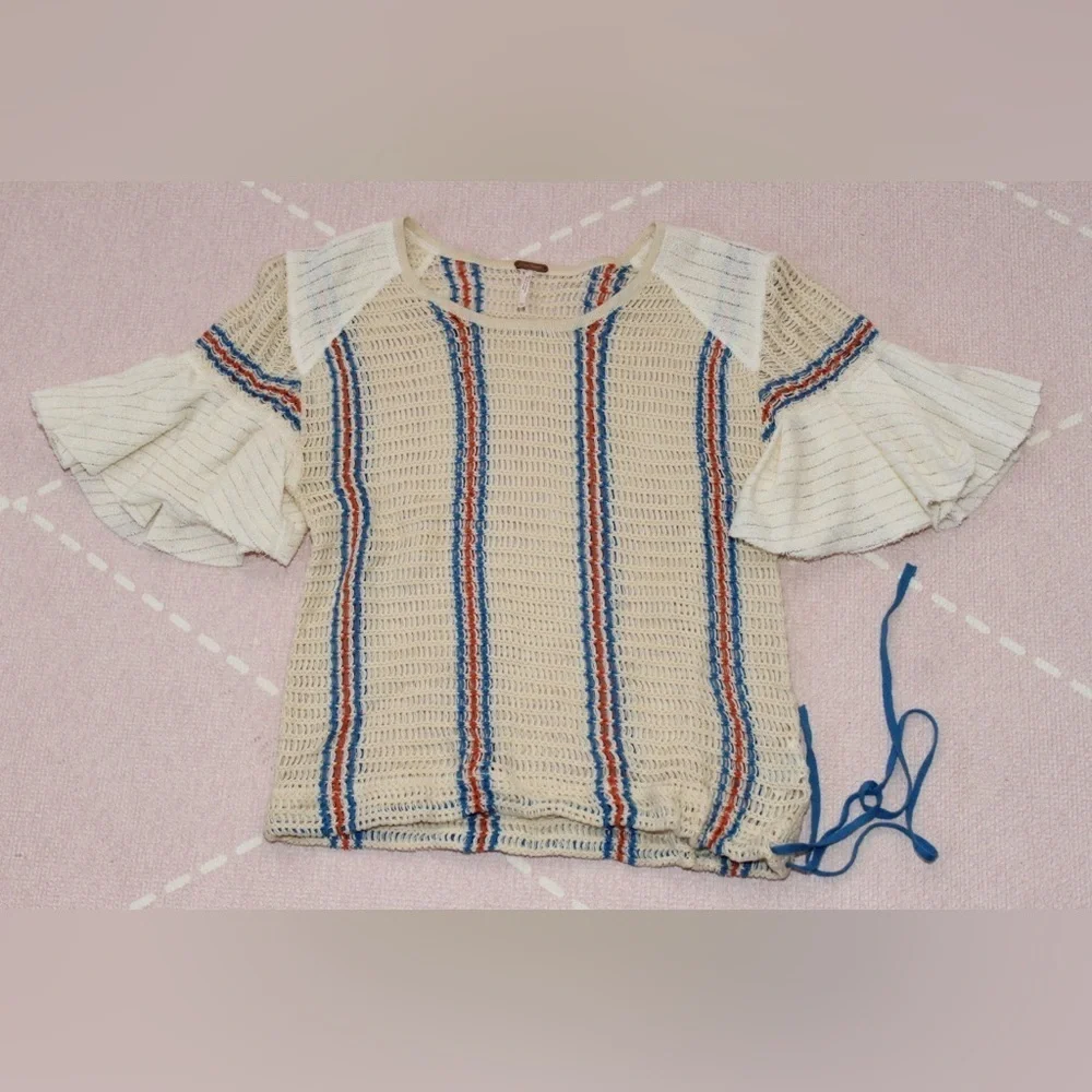 FREE PEOPLE Babes Only Open Knit Top Juniors XS - Picture 2 of 5
